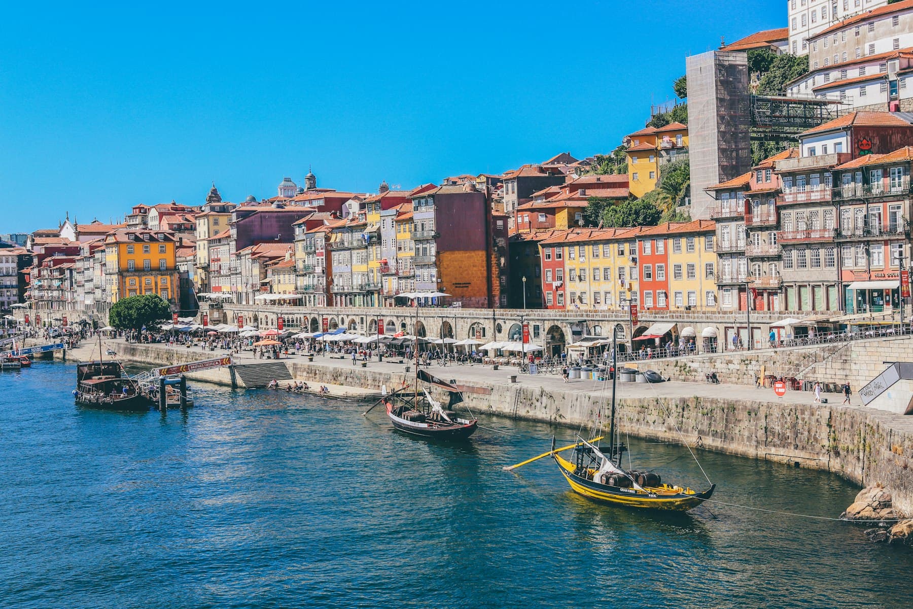 Colourful riverside houses along the Douro in Porto